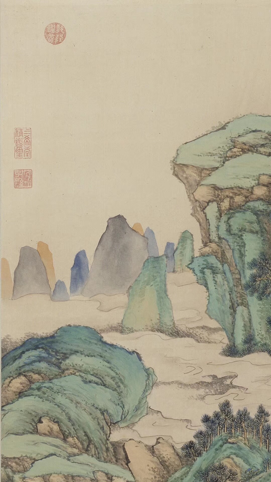 盎然春色的《仙境春長(zhǎng)圖》：青綠山水生機(jī)無(wú)限