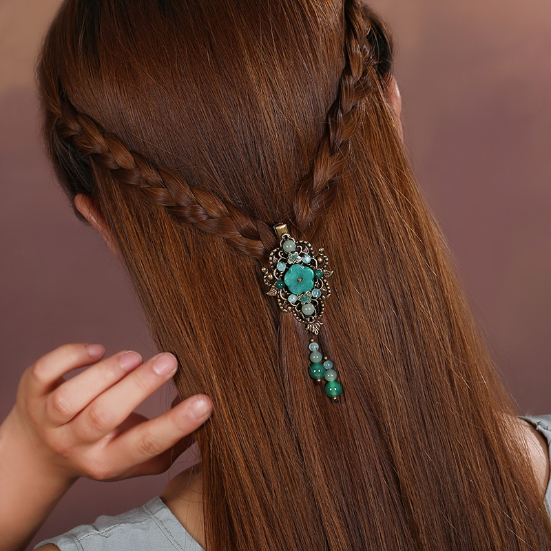 陌上花飛發(fā)夾，古風(fēng)碧綠頭飾