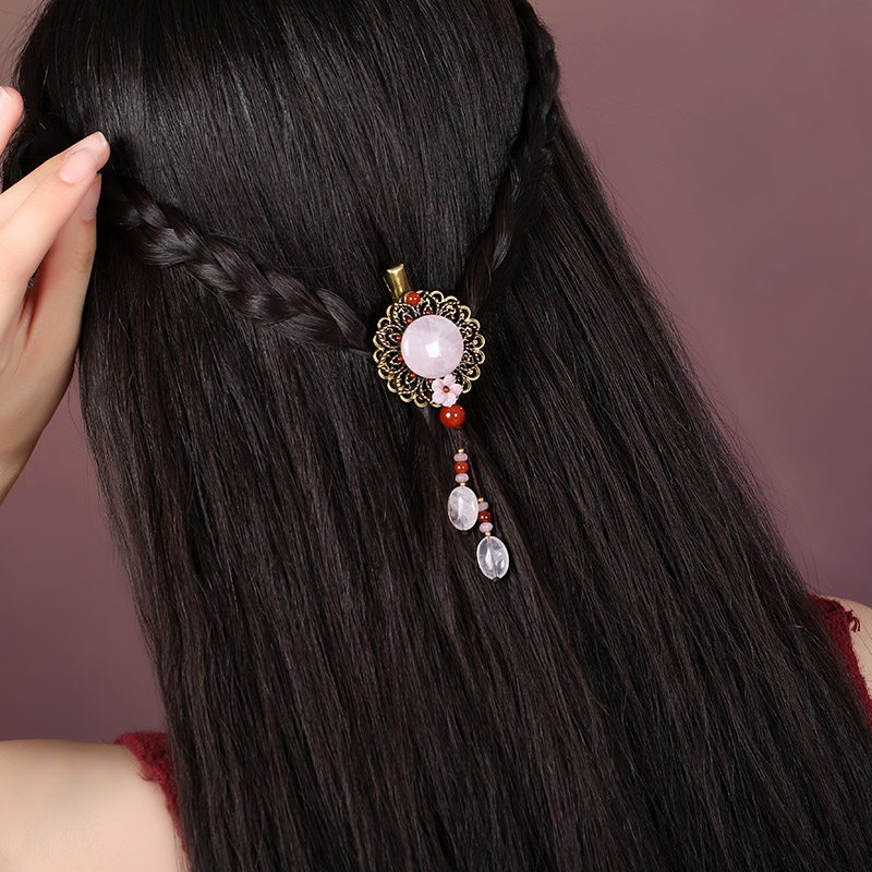 粉玉墜發(fā)飾，古風(fēng)風(fēng)情發(fā)夾頭飾
