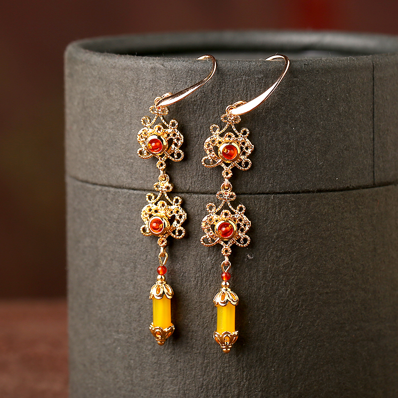 金絲萬(wàn)縷耳環(huán)，金色耳墜名媛氣質(zhì)首飾