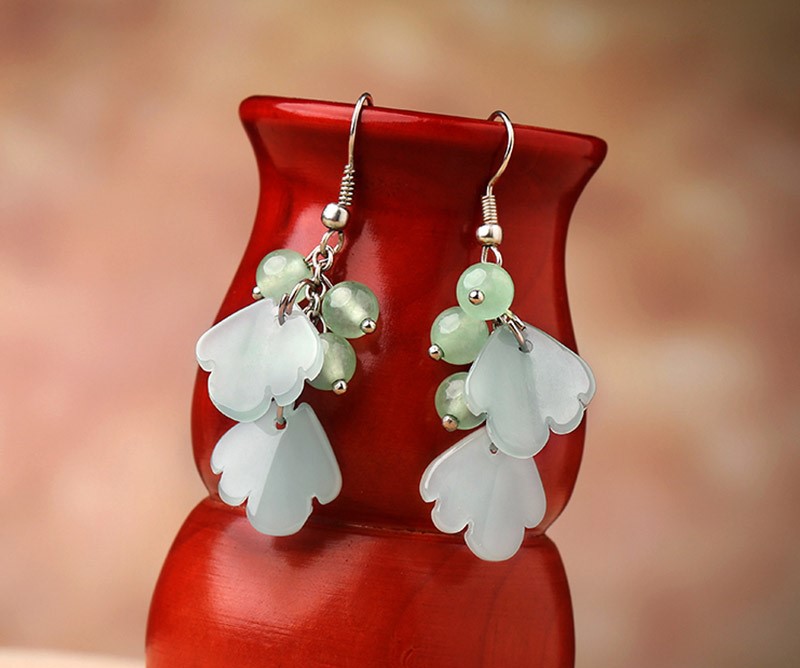 森系葉子吊墜耳環(huán)，古風(fēng)文藝氣質(zhì)首飾