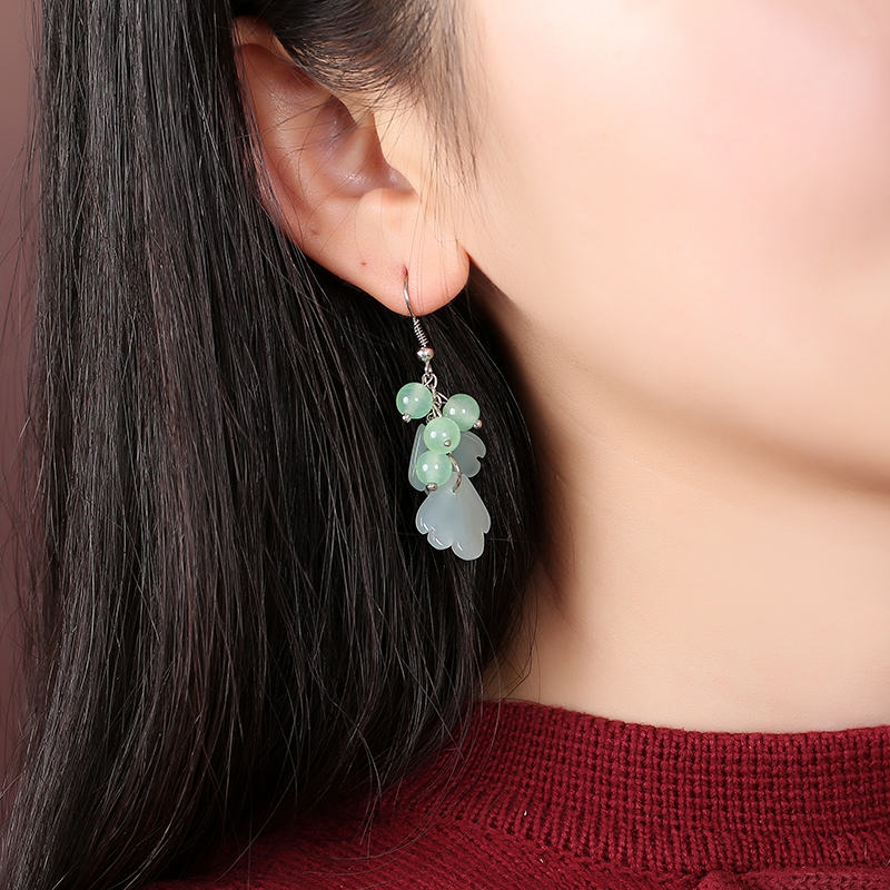 森系葉子吊墜耳環(huán)，古風(fēng)文藝氣質(zhì)首飾