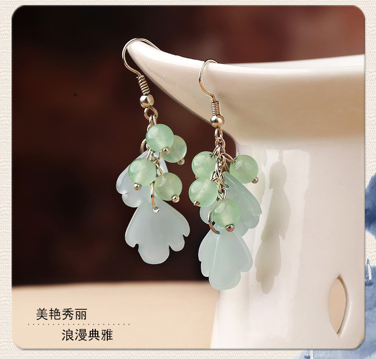 森系葉子吊墜耳環(huán)，古風(fēng)文藝氣質(zhì)首飾