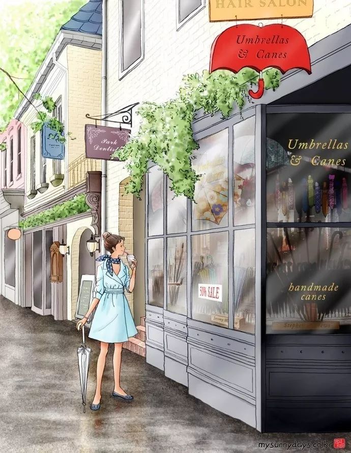 水彩插畫：一個人的愜意時光