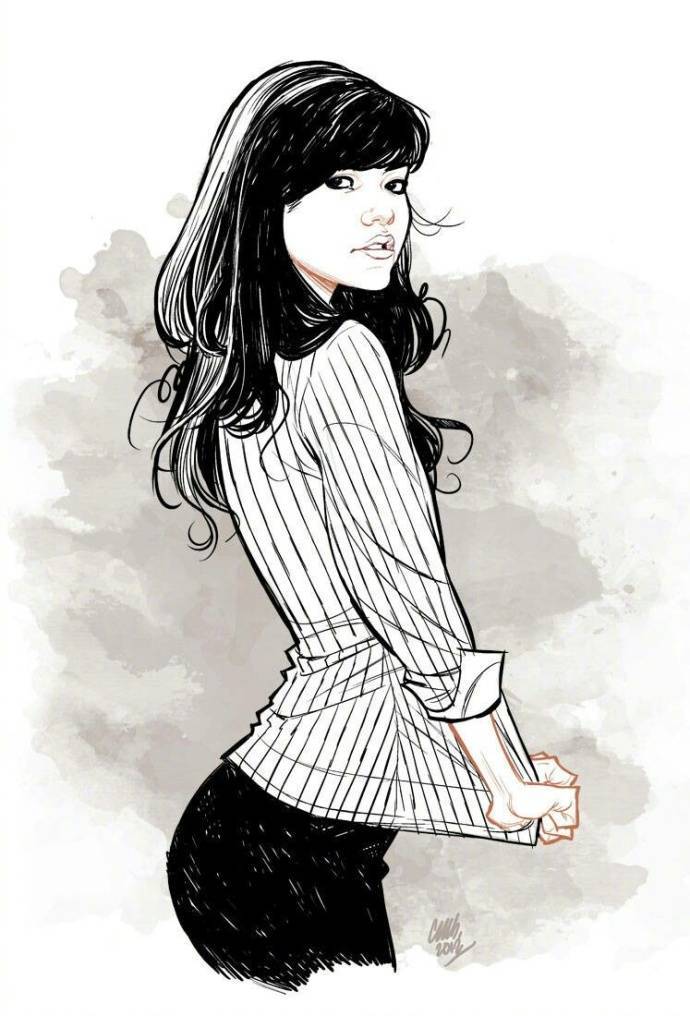 9款性感的黑白女郎插畫，嫵媚的美!