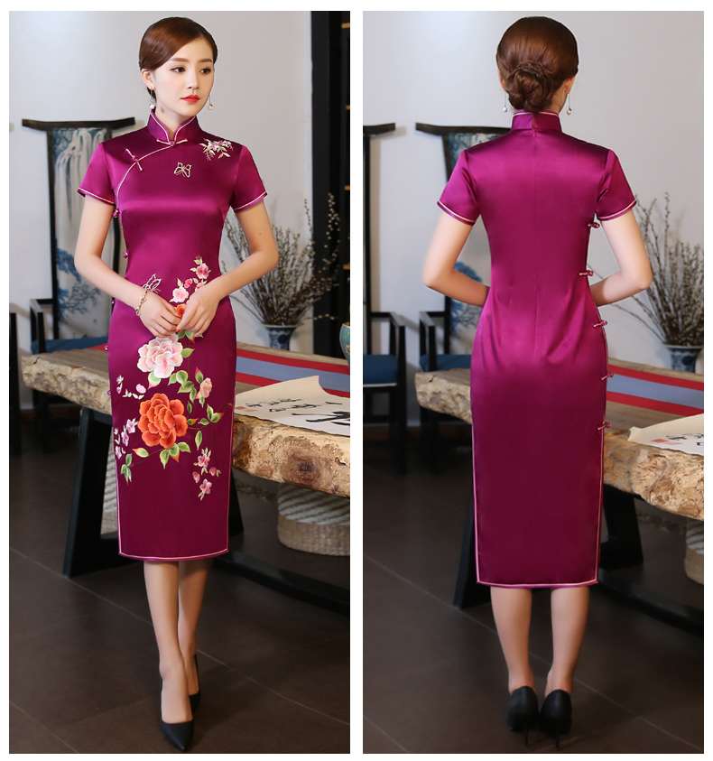 艷而不俗的牡丹繡花旗袍，嫵媚風(fēng)情十足!