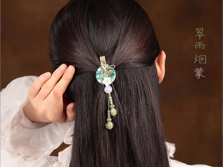 翠雨煙蒙發(fā)夾，文藝典雅頭飾