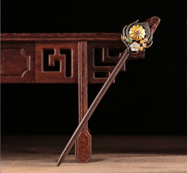 清新自然古風(fēng)發(fā)簪，明亮花朵簪子頭飾