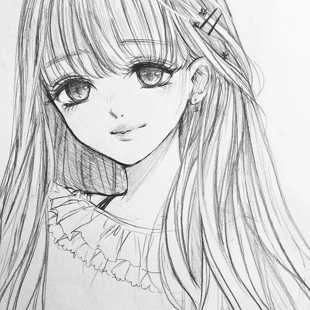 靈動(dòng)的卡通動(dòng)漫人物：黑白鉛筆手繪插畫