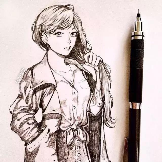 手繪鉛筆人物插畫，超級(jí)美吧！