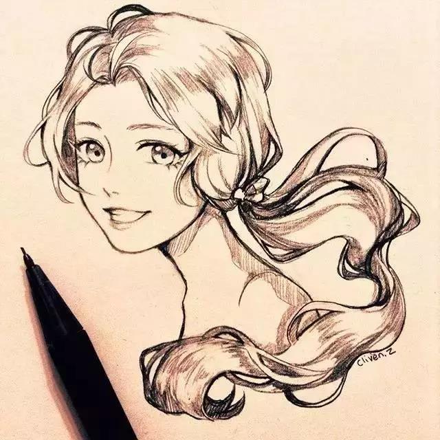 手繪鉛筆人物插畫，超級(jí)美吧！