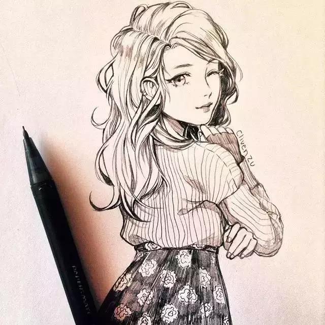 手繪鉛筆人物插畫，超級(jí)美吧！
