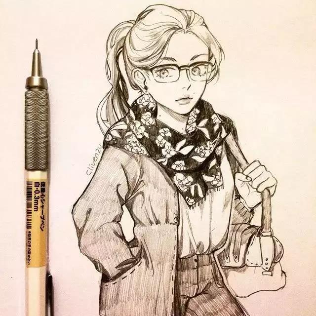 手繪鉛筆人物插畫，超級(jí)美吧！