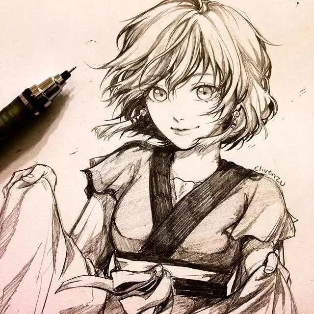 手繪鉛筆人物插畫，超級(jí)美吧！