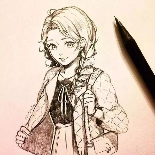 手繪鉛筆人物插畫，超級(jí)美吧！