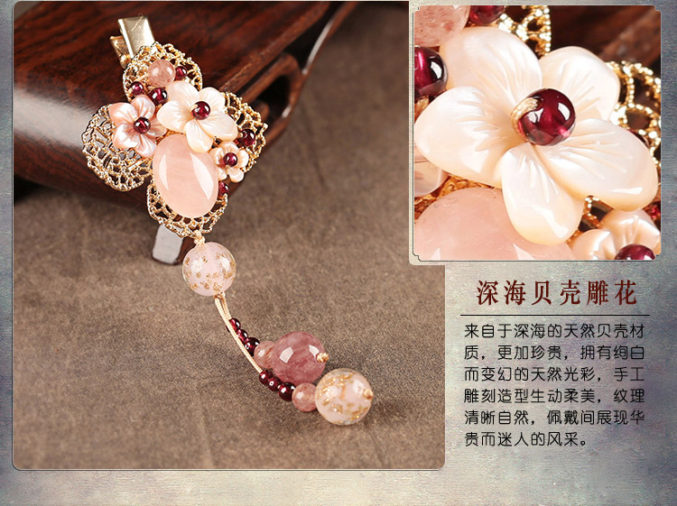 繁花開粉發(fā)夾，精致少女心頭飾