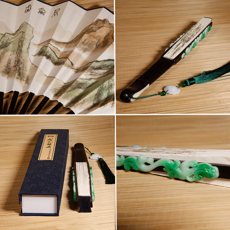 玉清昆侖扇：紫光檀木折扇