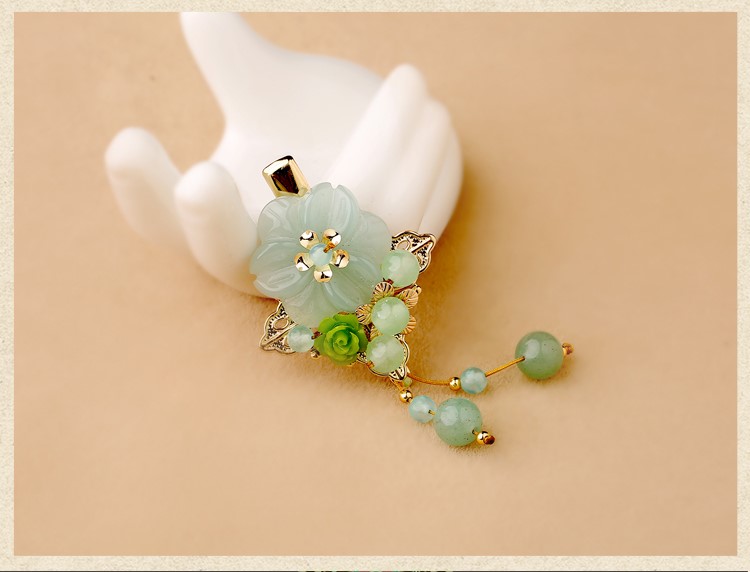 淡綠小花發(fā)夾，小清新古風(fēng)頭飾