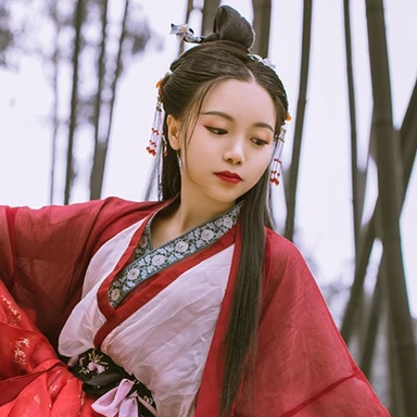 紅衣文藝女生頭像：唯美古風真人頭像