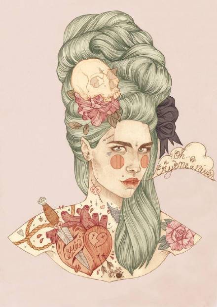 9款風(fēng)格囧異插畫，一組意境嬌艷女性圖片!