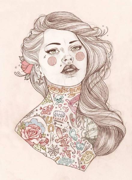 9款風(fēng)格囧異插畫，一組意境嬌艷女性圖片!