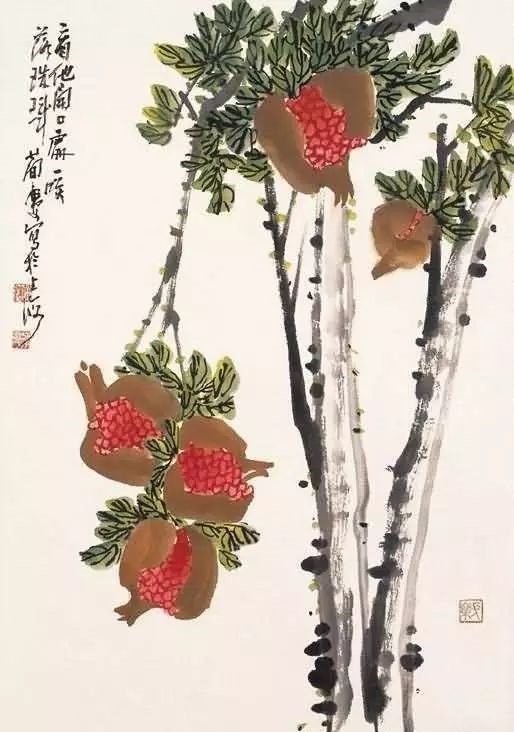 32幅曹簡(jiǎn)樓國(guó)畫(huà)石榴圖：石榴令人垂涎欲滴！