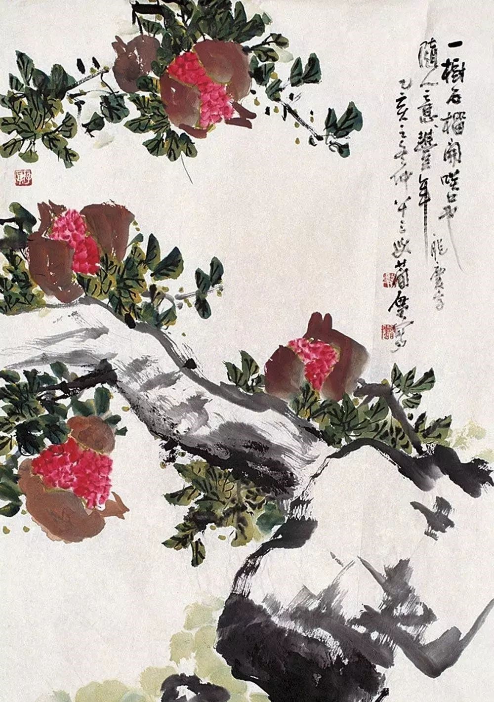 32幅曹簡(jiǎn)樓國(guó)畫(huà)石榴圖：石榴令人垂涎欲滴！