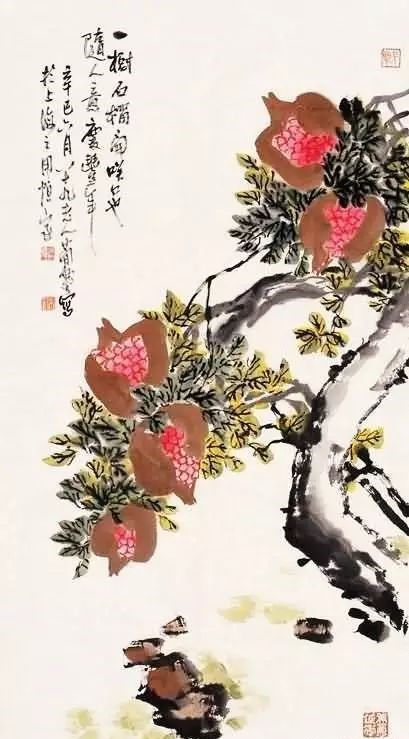 32幅曹簡(jiǎn)樓國(guó)畫(huà)石榴圖：石榴令人垂涎欲滴！