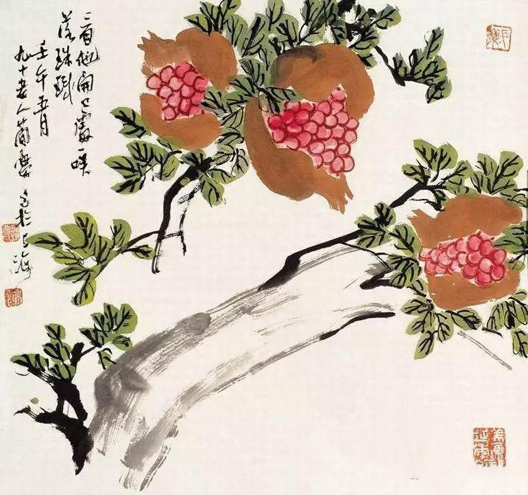 32幅曹簡樓國畫石榴圖：石榴令人垂涎欲滴！