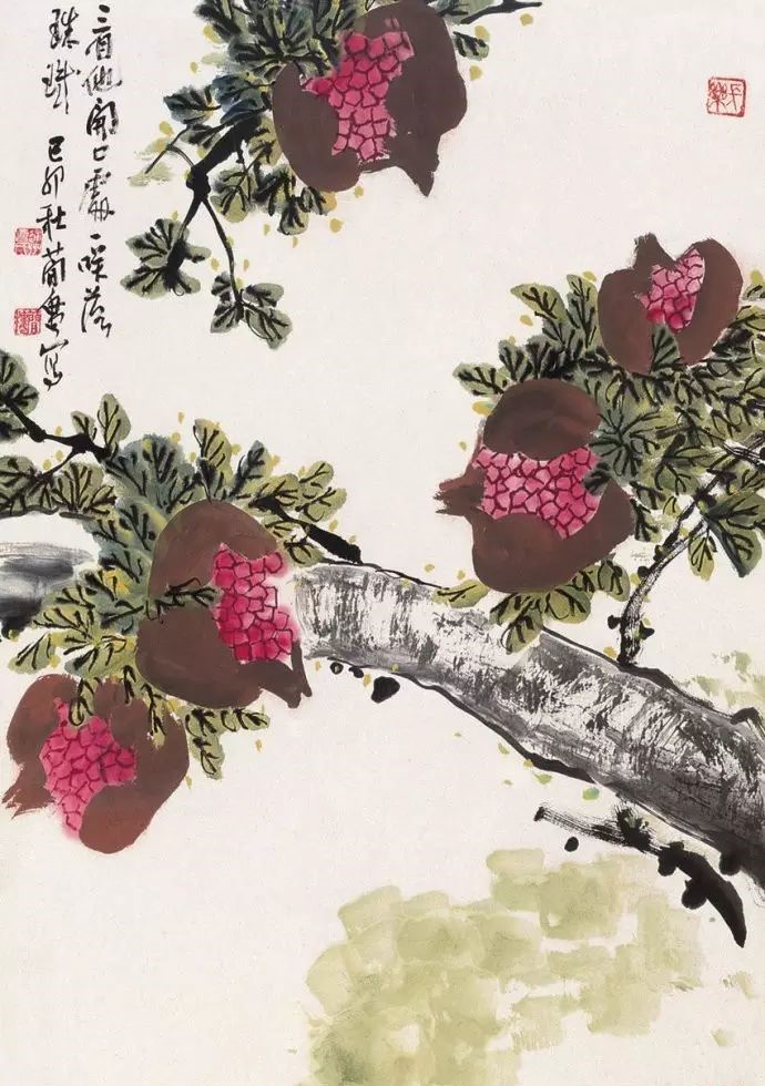 32幅曹簡(jiǎn)樓國(guó)畫(huà)石榴圖：石榴令人垂涎欲滴！