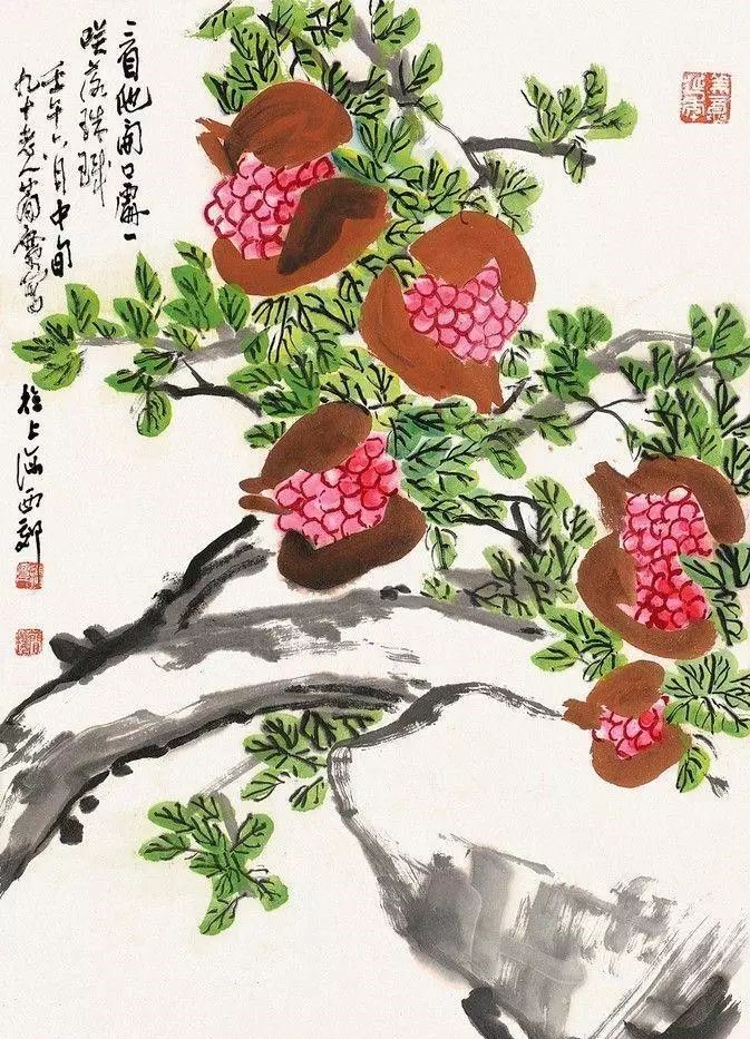 32幅曹簡(jiǎn)樓國(guó)畫(huà)石榴圖：石榴令人垂涎欲滴！