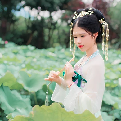 荷香滿溢女生頭像，持扇古風(fēng)頭像