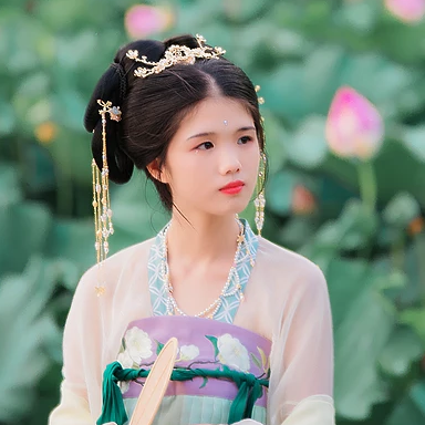 荷香滿溢女生頭像，持扇古風(fēng)頭像