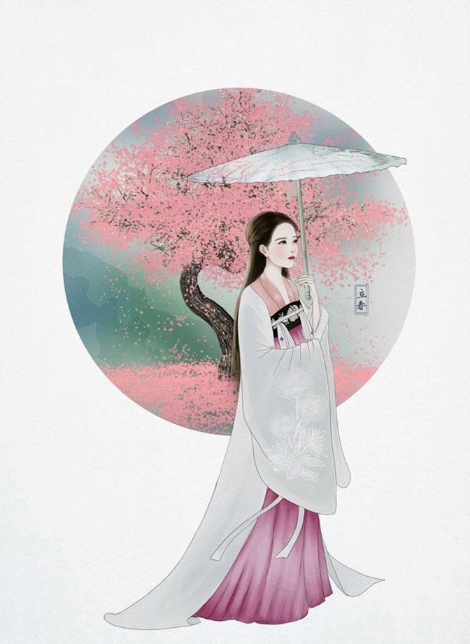 9款古風(fēng)插畫圖片：二十四節(jié)氣美人圖