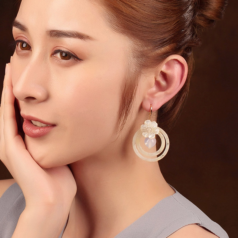 夢里花古風(fēng)耳環(huán)，簡約潔白風(fēng)情首飾