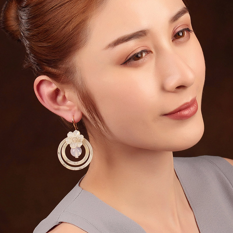 夢里花古風(fēng)耳環(huán)，簡約潔白風(fēng)情首飾