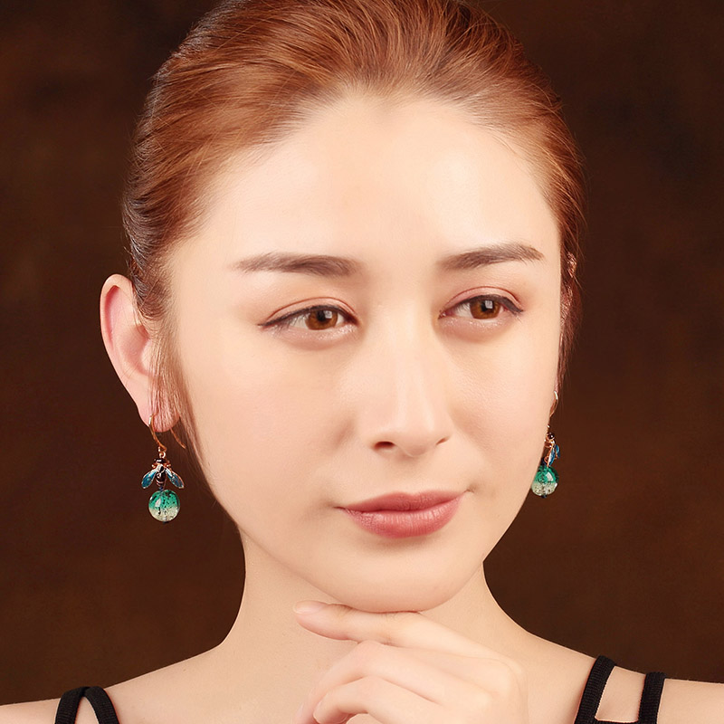 夜鳴古風(fēng)耳環(huán)，夜光琉璃首飾