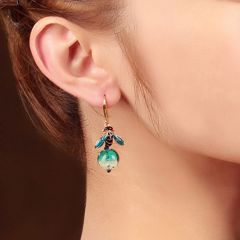 夜鳴古風(fēng)耳環(huán)，夜光琉璃首飾