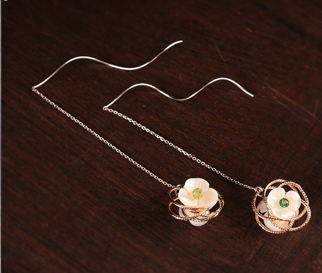 雅芊古風(fēng)耳環(huán)，純銀耳線首飾