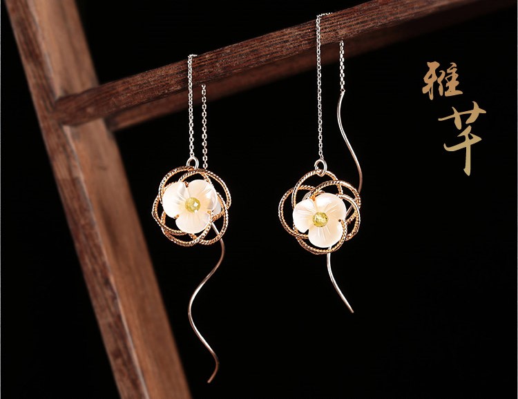 雅芊古風(fēng)耳環(huán)，純銀耳線首飾