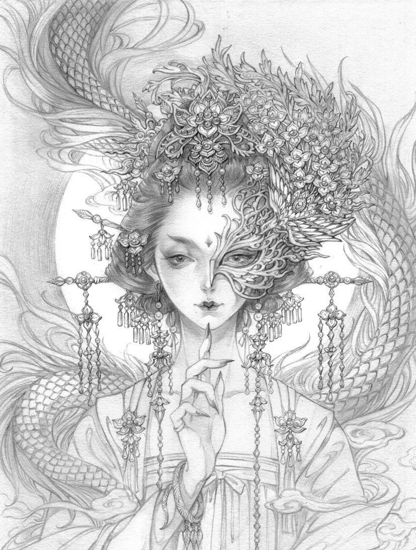 古風(fēng)美人插畫，一顰一笑令人神魂顛倒！