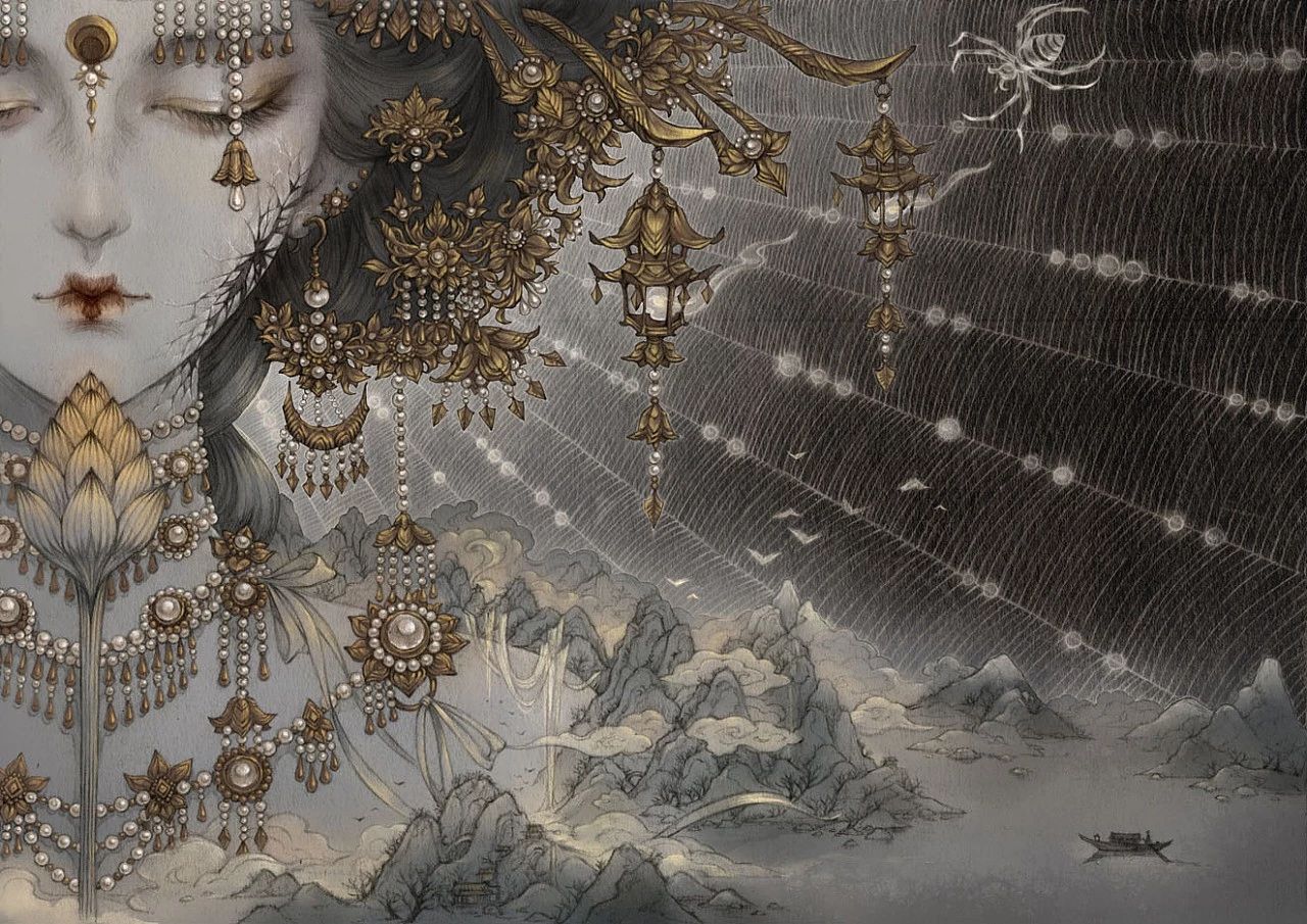 古風(fēng)美人插畫，一顰一笑令人神魂顛倒！