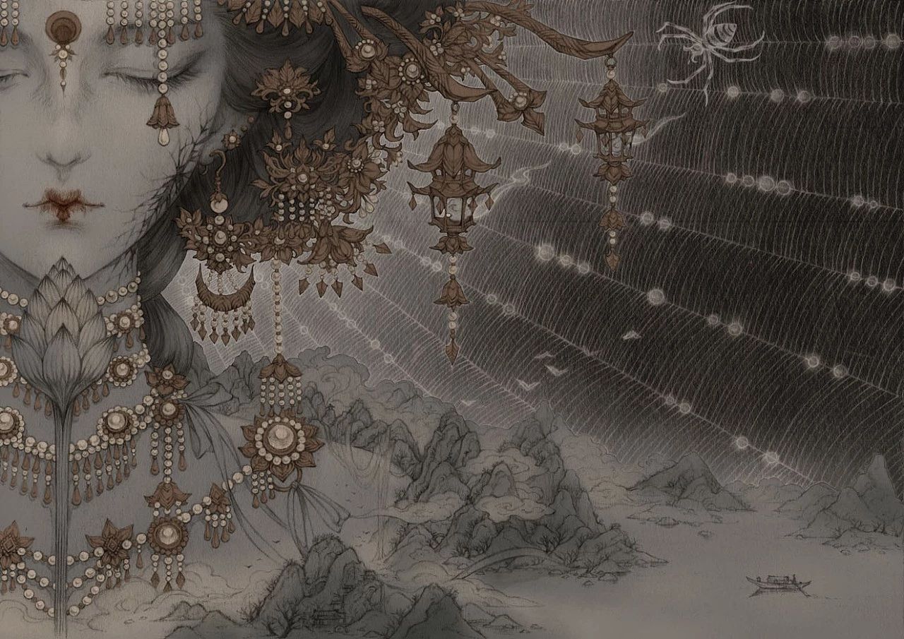 古風(fēng)美人插畫，一顰一笑令人神魂顛倒！