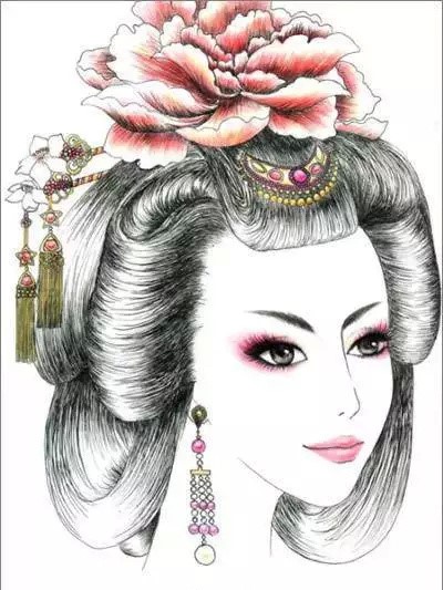 八款各朝代古裝發(fā)型:一組手繪彩鉛古裝發(fā)型