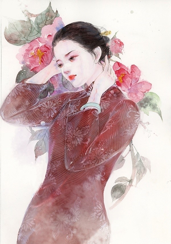 9款風(fēng)情萬種旗袍女子插畫:一種傾國傾城的美