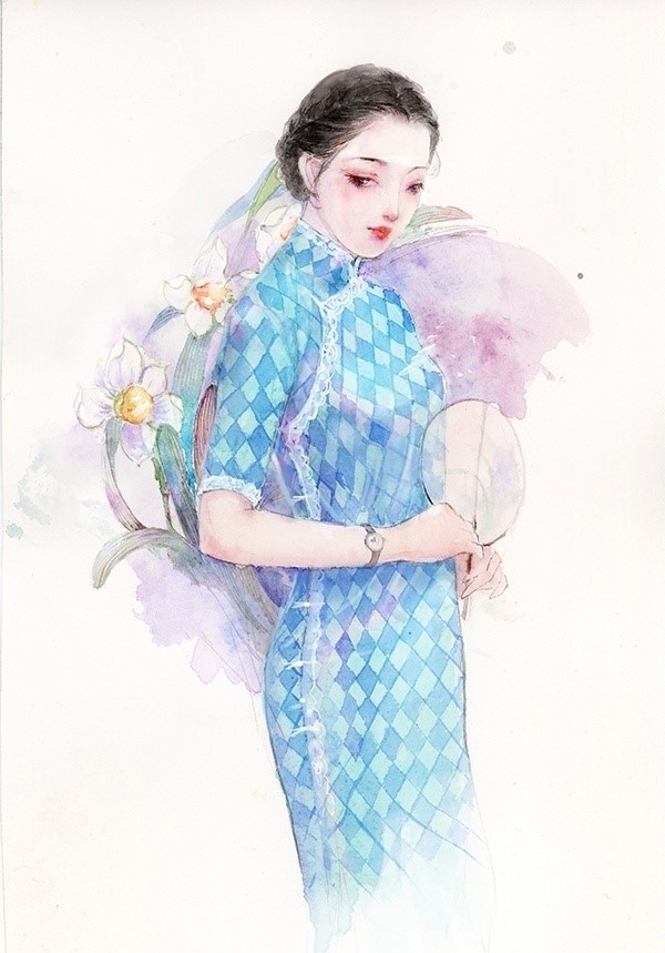 9款風(fēng)情萬種旗袍女子插畫:一種傾國傾城的美