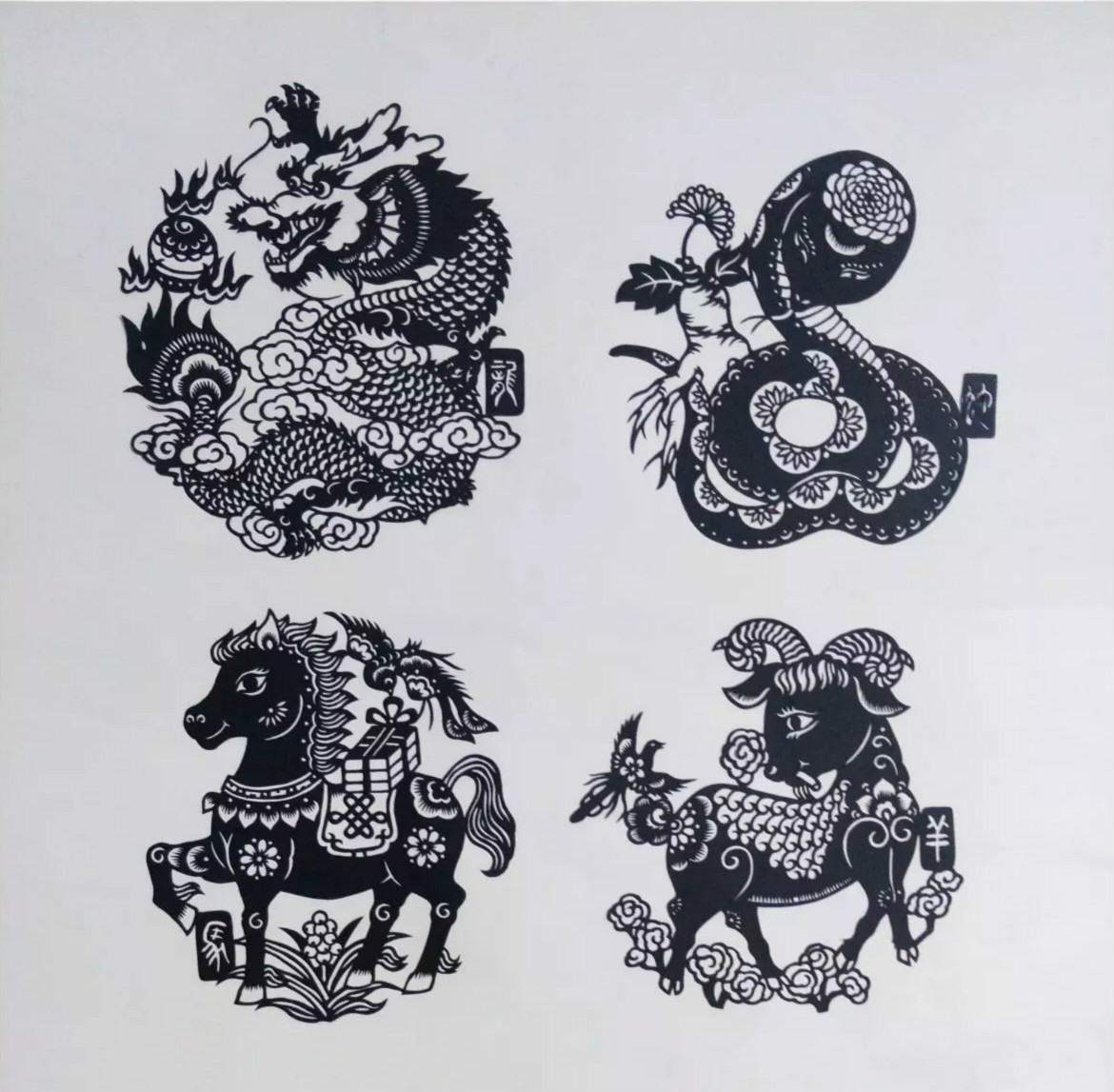 吉祥十二生肖剪紙圖片，薛娜剪紙作品欣賞