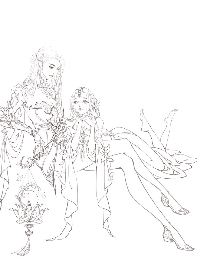 30款古風(fēng)人物線稿圖，古風(fēng)線稿臨摹圖
