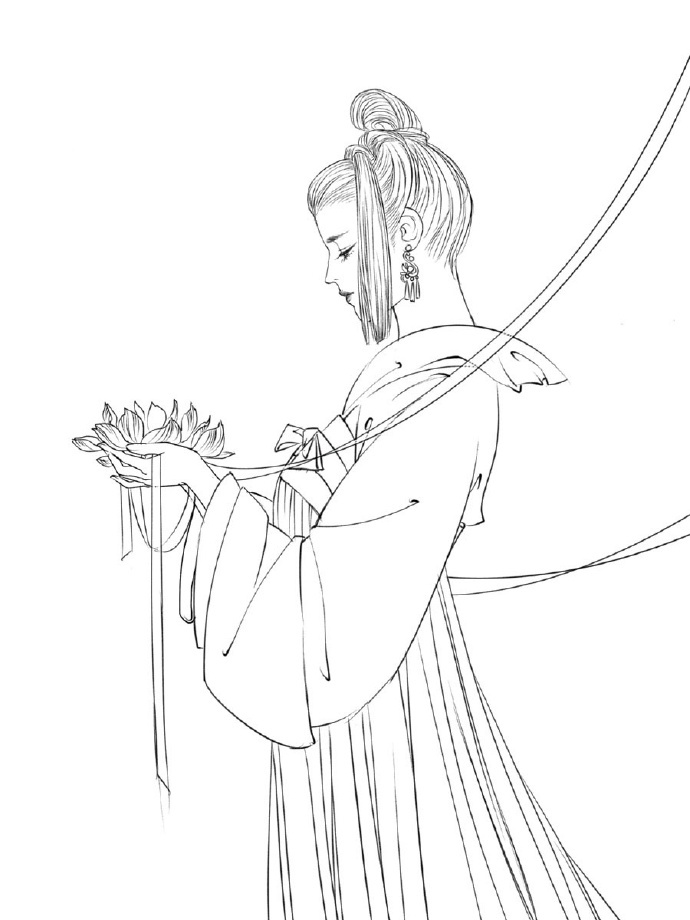 30款古風(fēng)人物線稿圖，古風(fēng)線稿臨摹圖