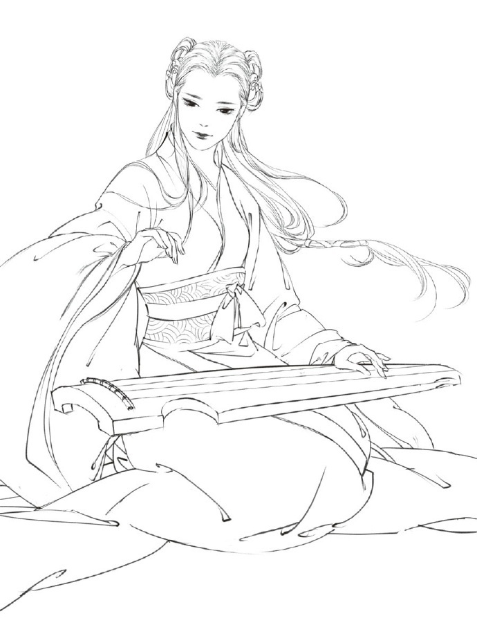 30款古風(fēng)人物線稿圖，古風(fēng)線稿臨摹圖